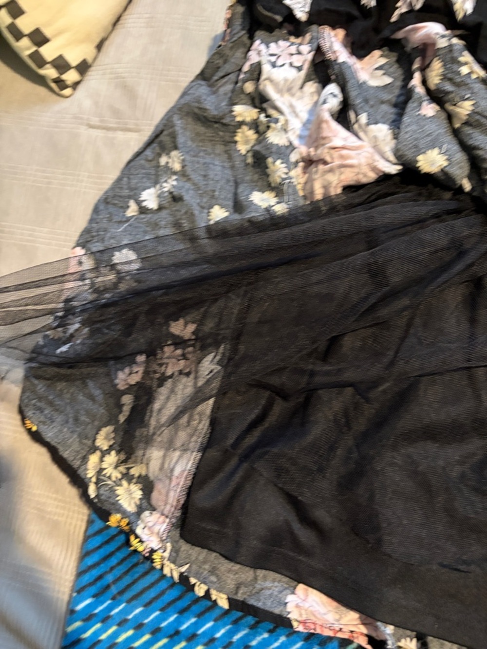 Torrid Black Floral A-Line Skirt - Women's Pink & Yellow Flower Print - Picture 2 of 3